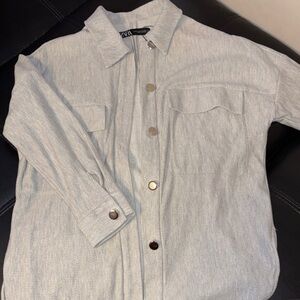 Zara Light Gray Casual Button Down Shirt